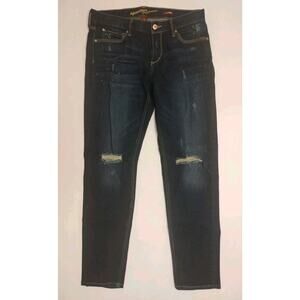 Arizona Jean Co Womens Distressed Paint Splatter Size 9 Boyfriend Straight Leg